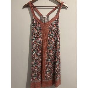 Layla Dress Women's Print Short Chemise Multi Floral Small Red Pink Sleeveless‎